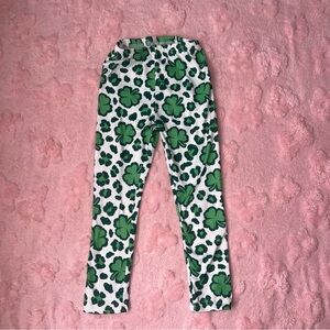 Green Girls Size 5Y Unique Baby Shamrock Clover St. Patrick’s Day Pants Holiday